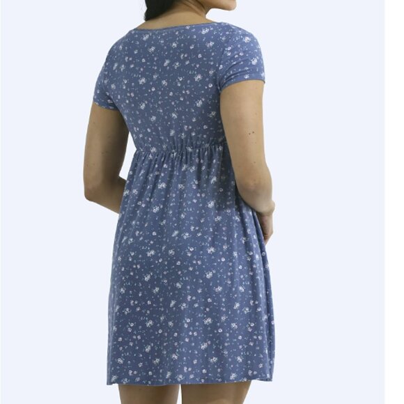 No Boundaries Blue Mini Dress with White Floral Pattern Size Medium NWT - Picture 2 of 11